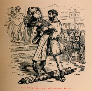 Lictort kiküldik Publilius Volero letartóztatására, 1852 alkotó: John Leech