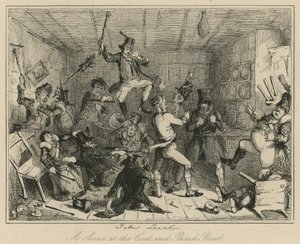 Jelenet a Cock and Punch Bowlban alkotó: John Leech