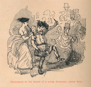 Egy Meto nevű fiatal nemes megjelenése a szenátusban, 1852 alkotó: John Leech