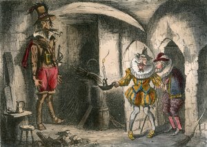Guido Fawkes felfedezése Suffolk és Mounteagle által. alkotó: John Leech