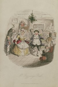 Mr Fezzywigs Ball, illusztráció: Charles Dickens (1812-1870) A karácsonyi énekből, pub. 1843 (kézzel színezett metszet)