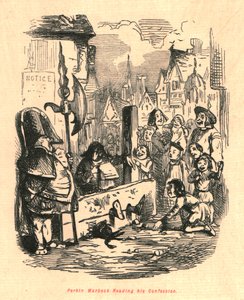 Perkin Warbeck a vallomását olvassa, 1897. alkotó: John Leech