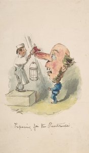 Felkészülés a pantomimra, 1836-64. alkotó: John Leech