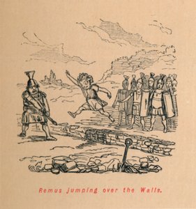 Remus átugrik a falakon, 1852 alkotó: John Leech