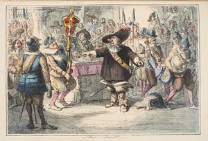 Vigye el azt a Bauble-t, Cromwell, aki feloszlatja a Hosszú Parlamentet, a The Comic History of England, kocsmából. 1864 (kézzel színezett rézkarc)