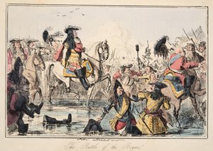 The Battle of the Boyne, The Comic History of England, pub. 1864 (kézzel színezett rézkarc)