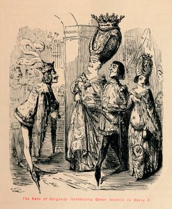 Burgundia hercege bemutatja Izabella királynőt V. Henriknek, c1860, c1860 alkotó: John Leech