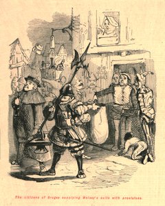 Brugge polgárai ellátják a Wolseys lakosztályt élelmiszerrel, 1897. alkotó: John Leech