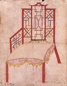 Design for Chinoiserie szék, 1753 körül (akvarell, papír) alkotó: John Linnell