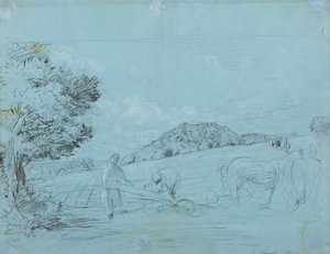 Szántás Shorehamben (ceruza és kréta papíron) alkotó: John Linnell