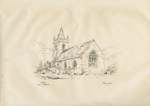 Acton Trussell Church: toll és tus litográfia, nd [?19. század] alkotó: John Louis Petit