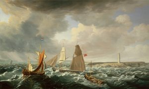 Brigantine, holland Galiot és halászhajók (olaj, vászon)