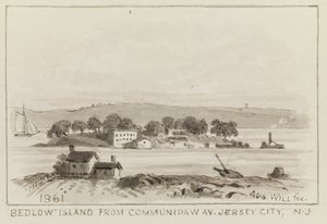 Bedloe Island a Communipaw Ave.-ről, Jersey City, N.J., 1861 alkotó: John M. August Will