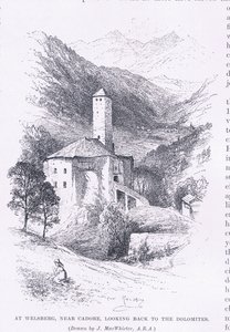 Welsbergben, Cadore közelében, visszatekintve a Dolomitokra, a The Magazine of Art 1893-ból, Cassell and Company