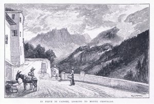Pieve Di Cadore-ban, Monte Cristallóra tekintve, a The Magazine of Art 1893-ból, Cassell and Company alkotó: John MacWhirter