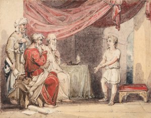 Krisztus prédikál a véneknek a templomban alkotó: John Martin
