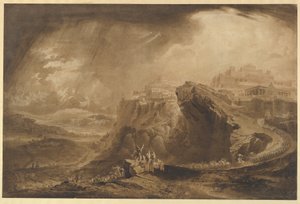 Józsué megparancsolja a napnak, hogy álljon meg Gibeón fölött (Józsué 10:12-14) alkotó: John Martin