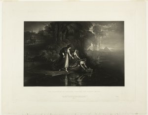 A fáraó lánya megtalálja a csecsemő Mózest, a Biblia illusztrációiból alkotó: John Martin