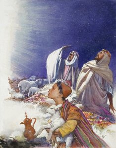 A karácsonyi történet: A pásztorok meséje (gouache, papír)