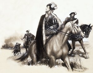 Azonosítatlan királynő elhagyja a füstölgő várost kísérettel