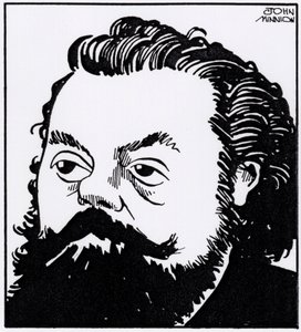 Modeszt Petrovics Muszorgszkij, karikatúra portréja alkotó: John Minnion