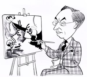 Vaszilij ( Wassily ) Kandinszkij, karikatúra festőállvánnyal