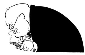 Winston Churchill karikatúra, brit politikus, 1940 és 1945 között az Egyesült Királyság miniszterelnöke volt.