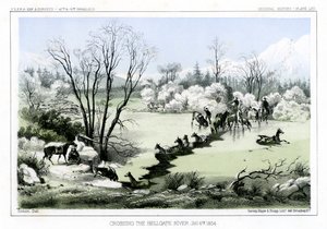 Átkelés a Hellgate folyón, 1854. január 6., 1856. alkotó: John Mix Stanley