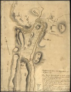 (A brit csapatok elhelyezése, a Knipehausen erődítménytől északra, azaz a Washington-erődtől a Fort Independence-ig tartó erődítményekkel. LOC gm71002317