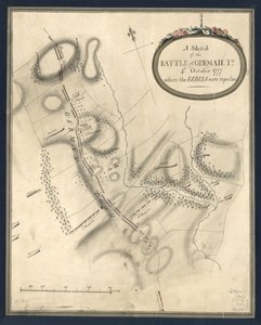 A németországi csata vázlata. Tn., 4. október 1777, ahol a lázadókat visszaverték. LOC gm71000932