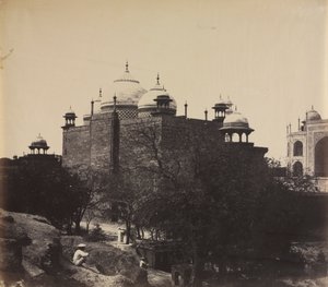 Taj Mahal, A pihenőház hátulnézete, ábrával, c. 1858-1862.
