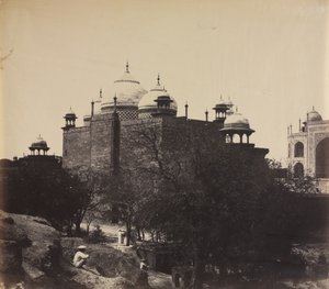 Taj Mahal, A pihenőház hátulnézete, ábrával, c. 1858-1862.