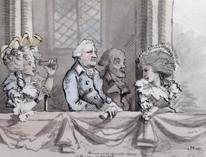Karikatúra a Händel-emlékünnep közönségéről a Westminster Abbey-ben, 1787 (tus és akvarell)