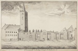 St Andrews körvonala – St Leonards College Chapel St Andrews (toll és mosás papíron)