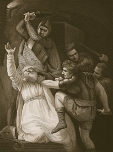 Becket halála, J. Stowe metszete, illusztráció David Hume „Anglia története” című könyvéből, pub. R. Bowyer, London, 1812