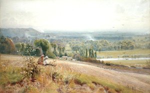 Kilátás a Hedsor Hillről a Temzén, Cookham közelében (akvarell papíron) alkotó: John Pedder