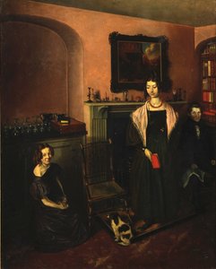 Fireside a családi otthonban a család három tagjával, 1830-35 alkotó: John Petherick