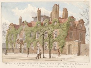 A Fairfax House elölnézete, Putney, London, Fairfax tábornok rezidenciája, 1887