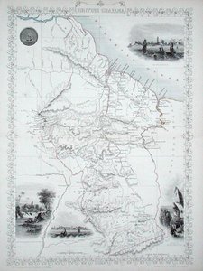 Brit Guyana, a John Tallis & Co., New York és London által kiadott világtérkép-sorozatból.