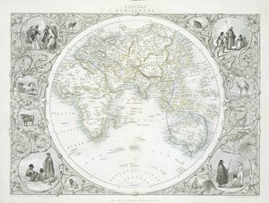 Keleti félteke, a John Tallis és Co., New York és London által kiadott világtérkép-sorozatból, 1850-es évek.