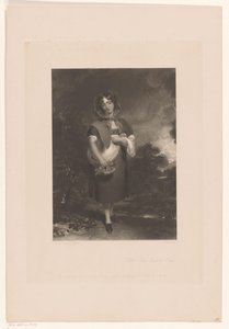 Fiatal nő kapucnival és kosárral a tájon Piroska (cím a tárgyon) alkotó: John Richardson Jackson