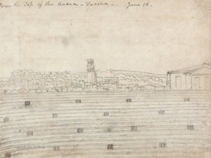 Az Aréna tetejéről, Verona alkotó: John Robert Cozens