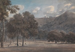 Il Parco degli Astroni - Az erdős kráterfenék a vadászattal alkotó: John Robert Cozens