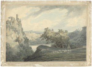 Olasz hegyvidéki táj a Nemic-tóval Olasz hegyi táj a Nemi-tóval Rómától délre alkotó: John Robert Cozens