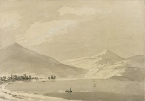 Comói-tó (ceruza és mosás papíron) (111239-es pár) alkotó: John Robert Cozens