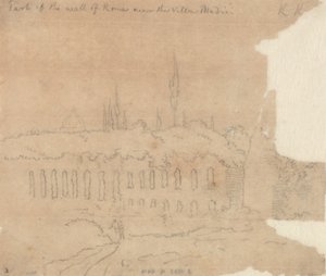 A római fal egy része a Villa Medici közelében alkotó: John Robert Cozens