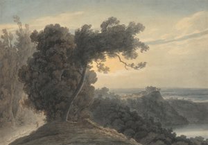 Az Albanói-tó és Castel Gandolfo alkotó: John Robert Cozens