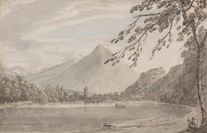 Az Aare-n, Unterseen és a Brientz-tó között alkotó: John Robert Cozens