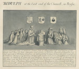Sárgaréz tányér a Biddulph templomban - William Bowyer, Knipersley: toll és mosó rajz, nd [?19. század] (rajz) alkotó: John Robert Fernyhough