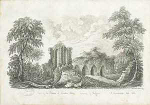Croxden Abbey: pen and ink drawing